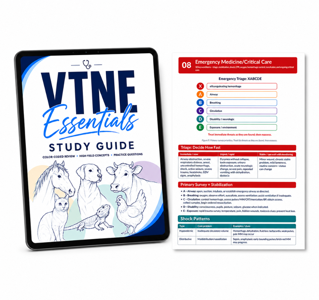 VTNE Essentials Study Guide 2026 | 60-Page Digital & Printable Vet Tech Exam Review