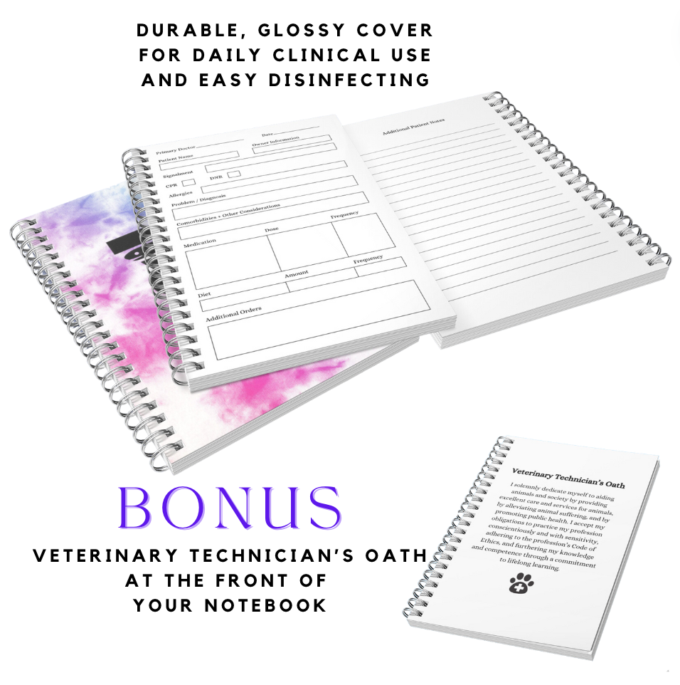 Tie Dye Vet Tech Patient Log Notebook