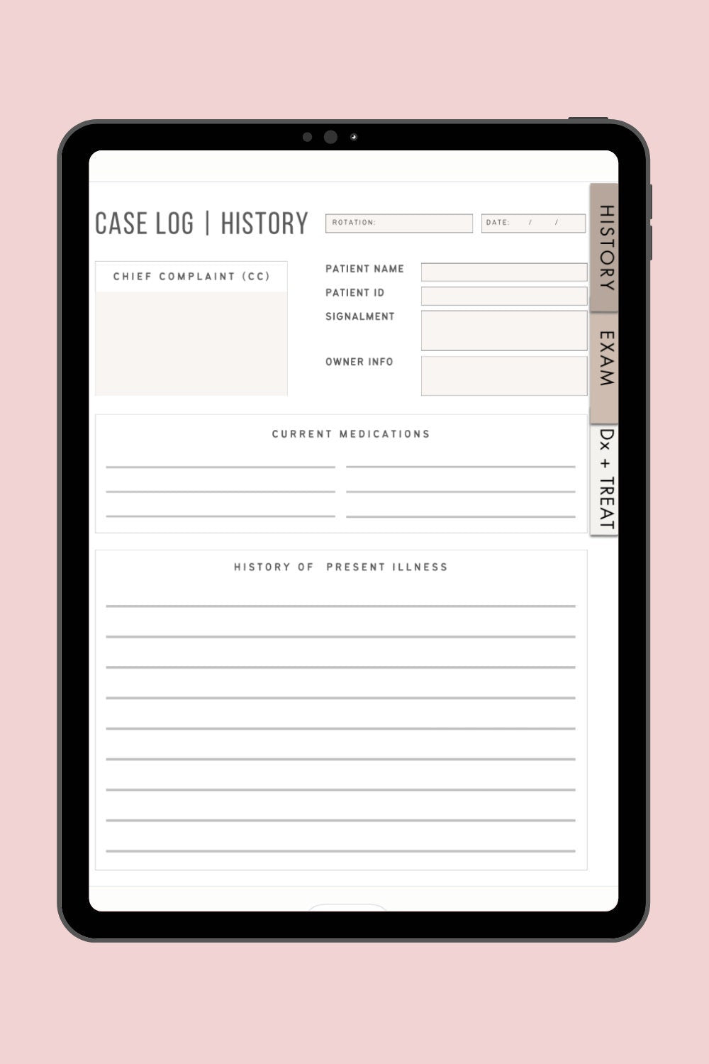 Digital Veterinary Case Log | Medical History of Present Illness, Signalment, Owner Info